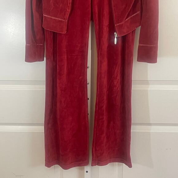 Espirit Y2K Retro Velour Tracksuit - No Size Tag - Red - Picture 4 of 10